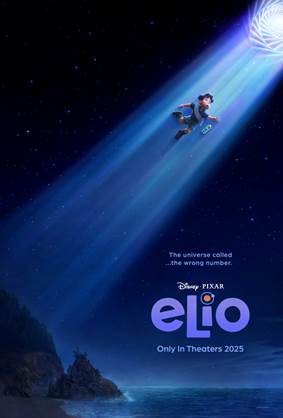 A movie poster of a cartoon character flying through the light

Description automatically generated