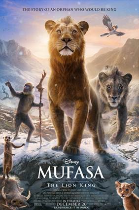 A movie poster of a lion and monkeys

Description automatically generated